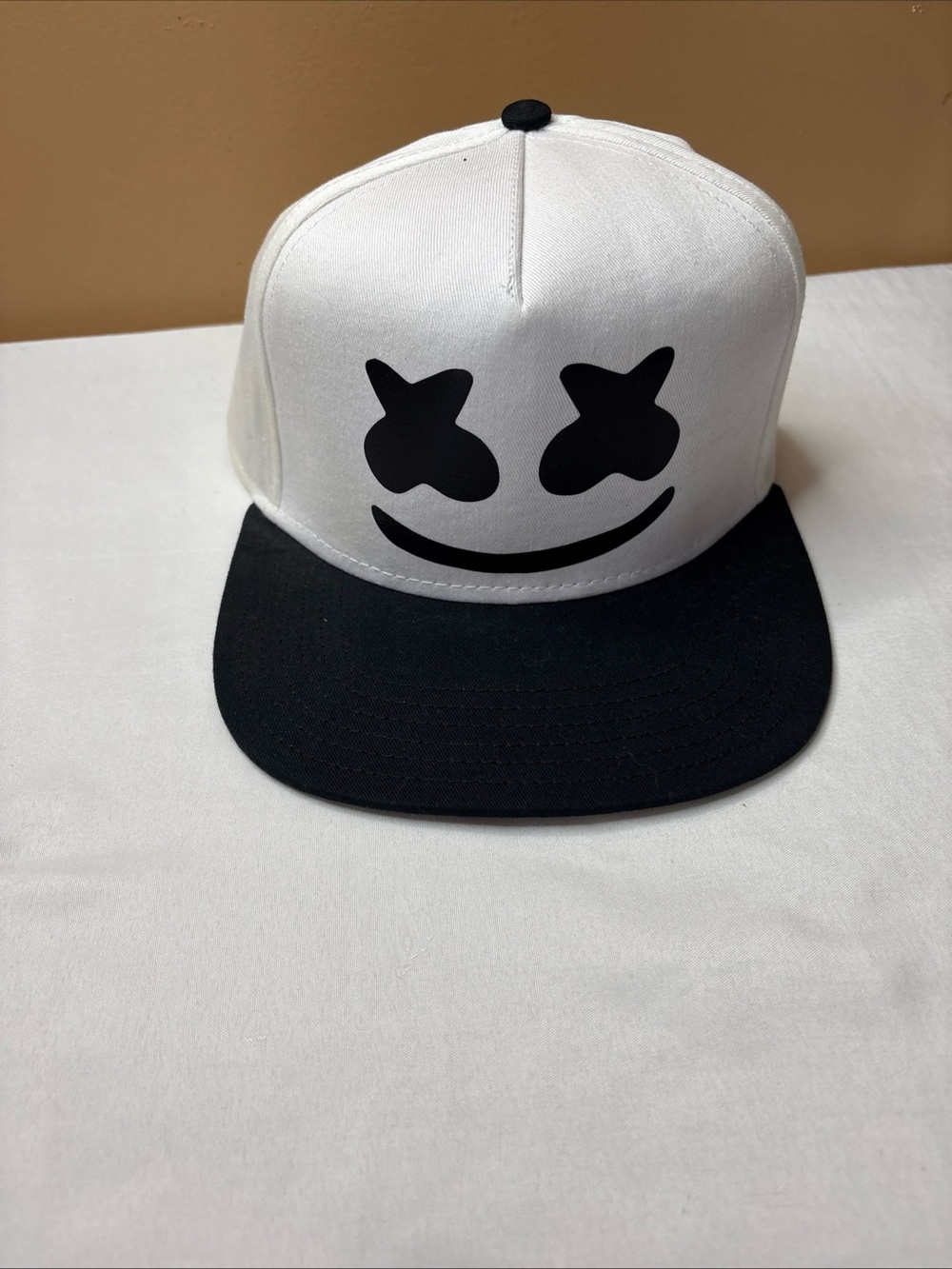 OTTO White and Black Smiley Face Snapback Hat